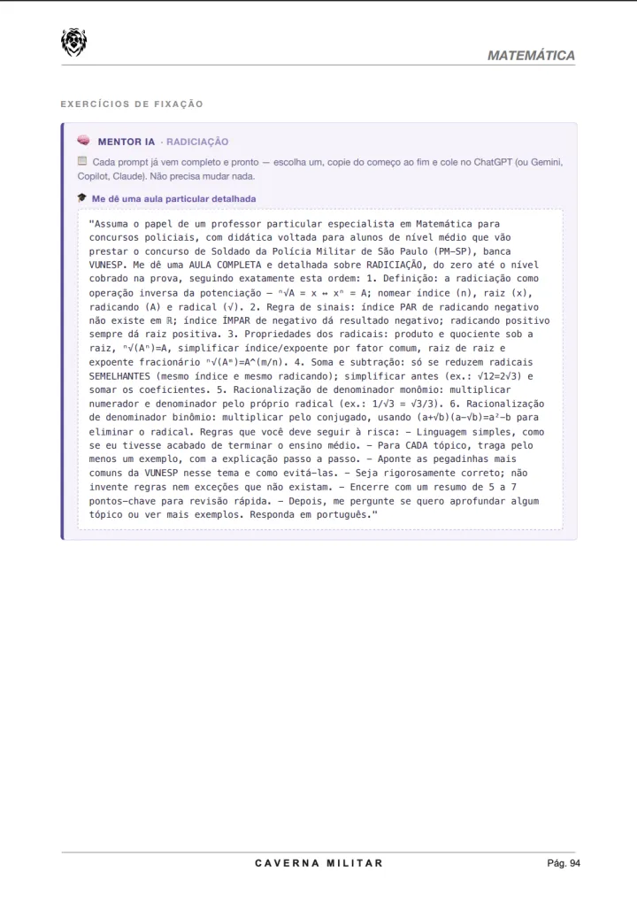 Página real da apostila autoral PM-SP