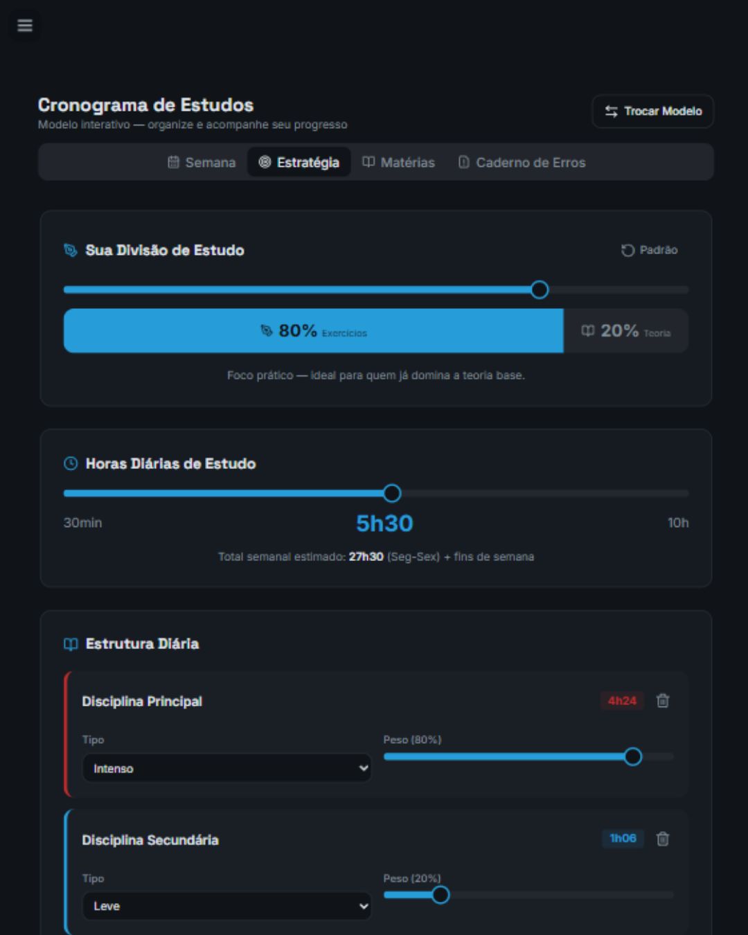 Cronograma interativo