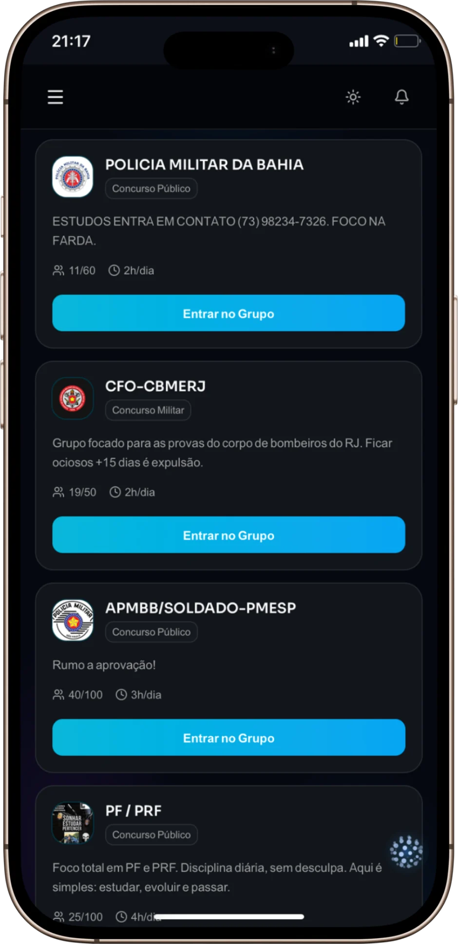 Sala de estudos ao vivo