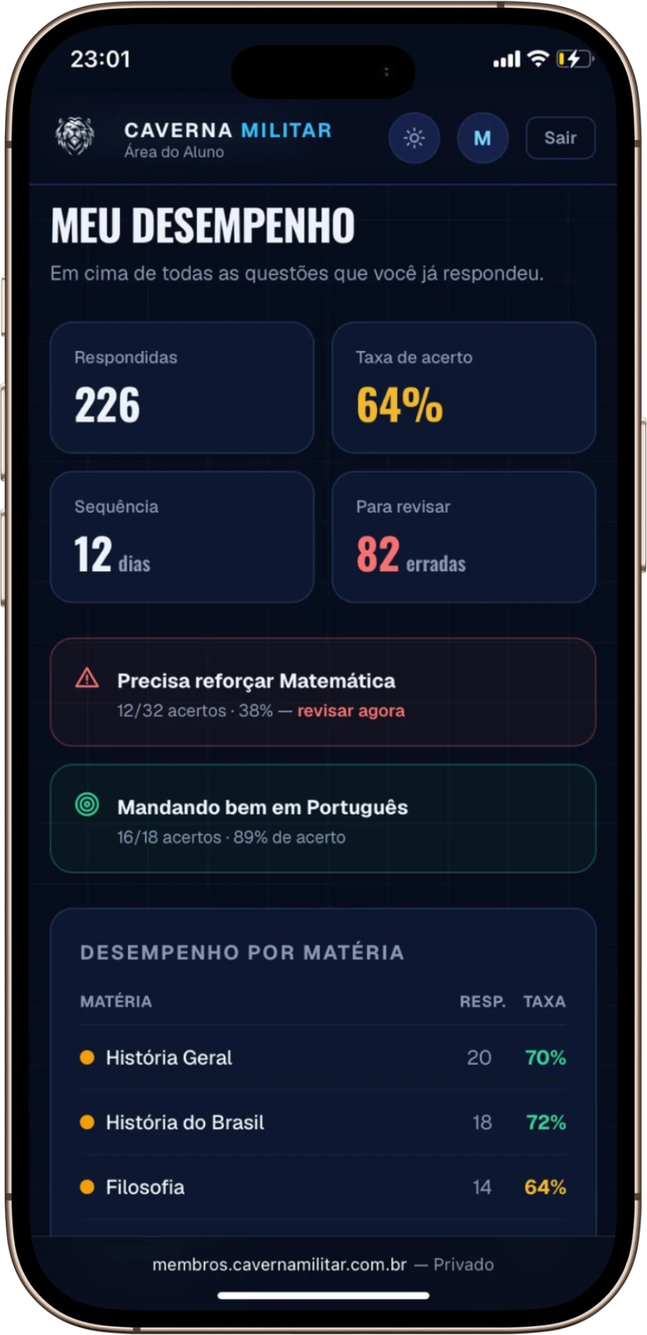 Meu desempenho