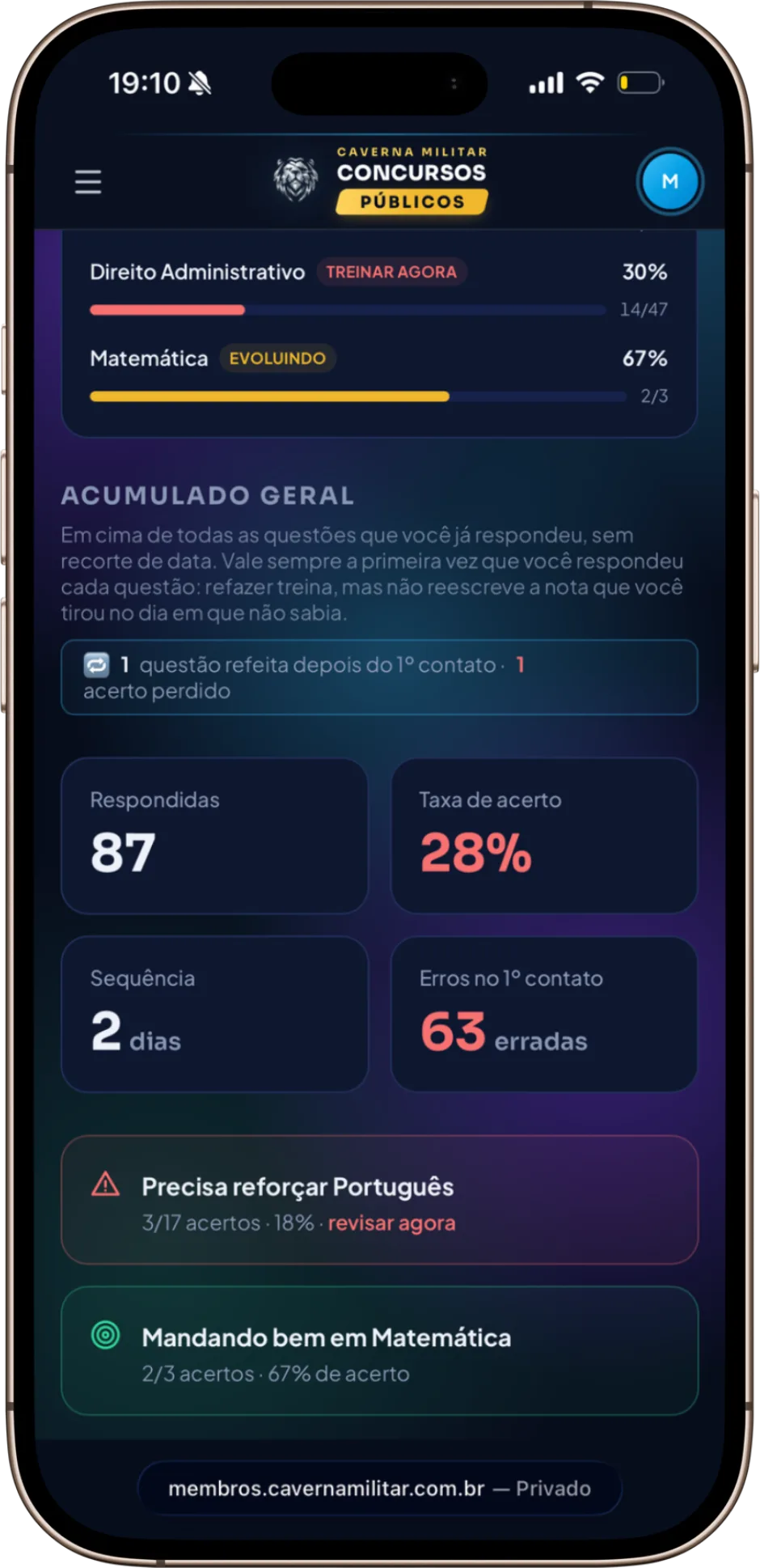 Meu desempenho