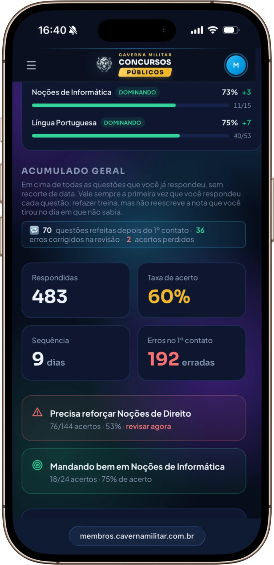 Meu desempenho